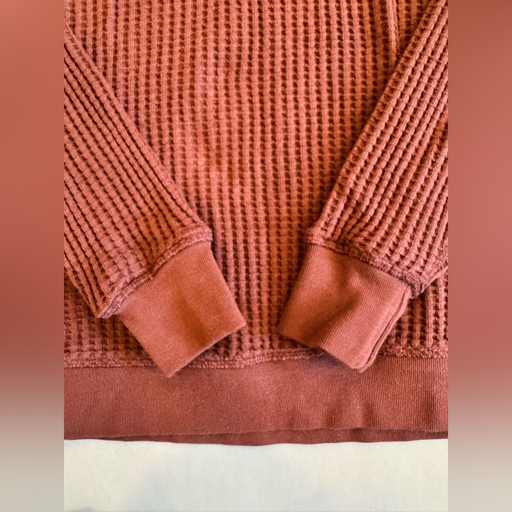 MATE the Label Organic Waffle Half Zip Sweatshirt In Cinnamon - Picture 6 of 10